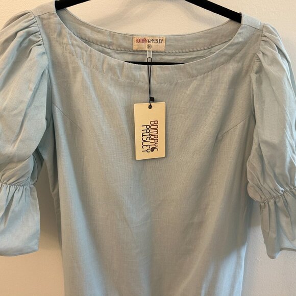 🌿 Bombay Paisley Puff Sleeve Embroidered Dress – Size M (NWT) - Picture 4 of 5